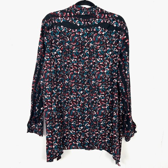 Westbound Woman Black Red Blue Floral Button Down Shirt 2X - Picture 5 of 5